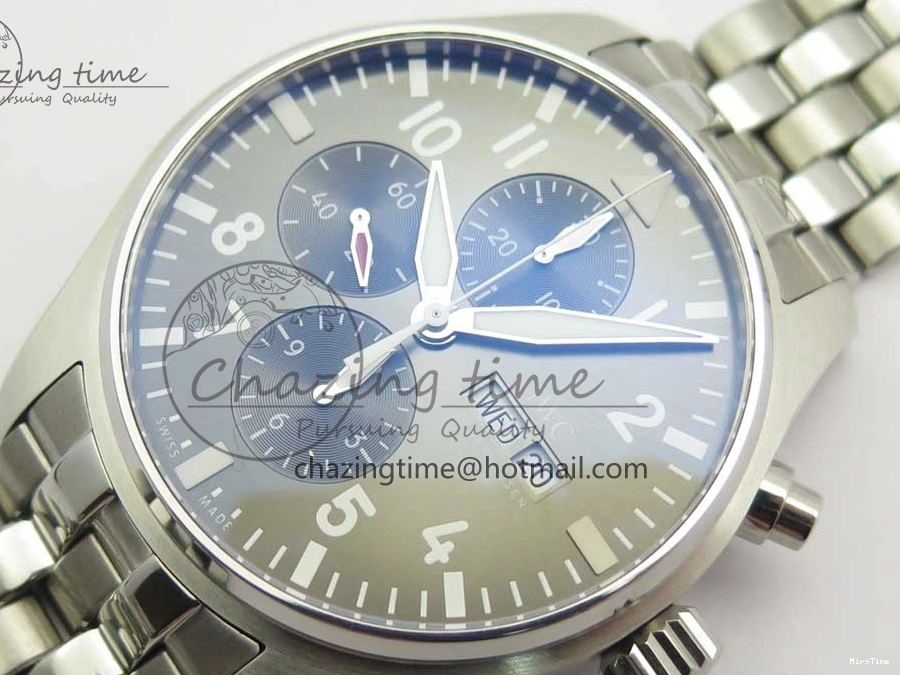 MIROTIME 0824 Stretchable Pilot Chrono 2016 IW377719 ZF 1:1 Best Edition Gray Dial on SS Bracelet A 7135